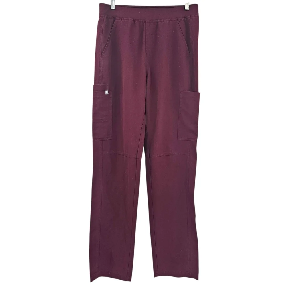 Figs Axim Cargo Scrub Pant Burgundy Men's Size M Tall Straight Leg Nurse Medical